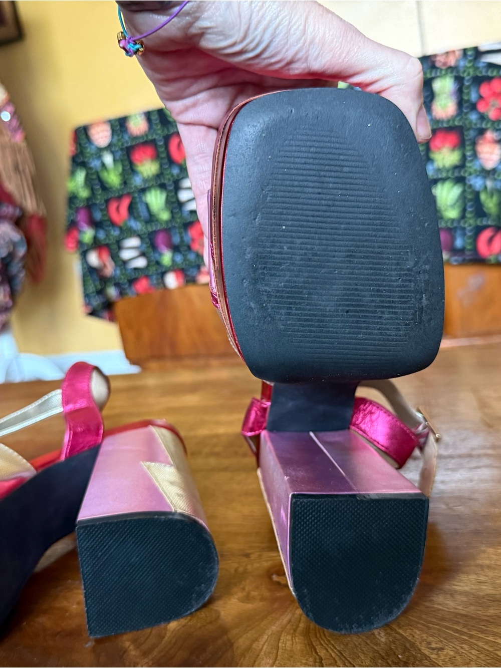 Nasty Gal Metallic Pink and Gold Platform Heels - Picture 8 of 10